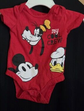 Disney 3M Red 'My Cool Crew' Mickey Donald Goofy One-Piece